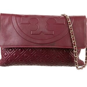 Tory Burch Elegant Burgundy Chain Shoulder Bag